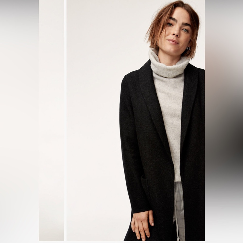 Babaton Black Long Open-Front Coat - Picture 2 of 11